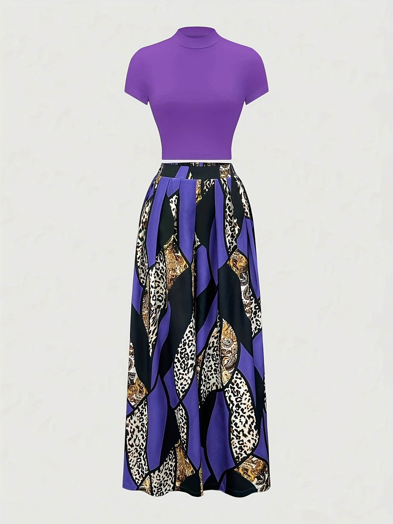 Elegant Two-Piece Set: Fitted T-Shirt & Loose Trousers for Summer - Buy Center