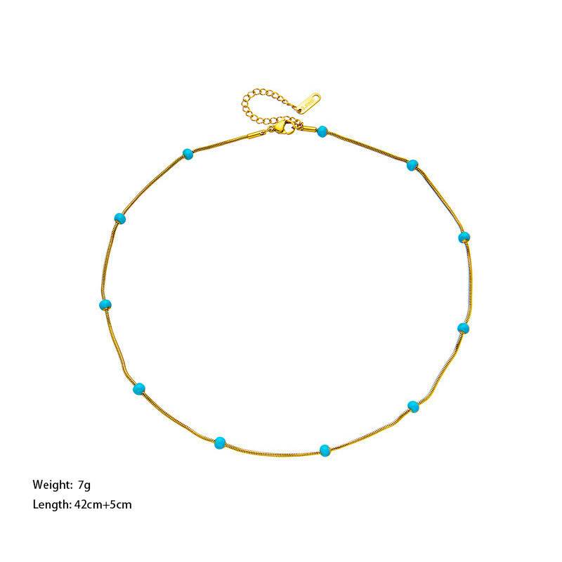 Elegant Titanium Steel Ball Drop Necklace - Stylish Green Pearl Pendant - Buy Center