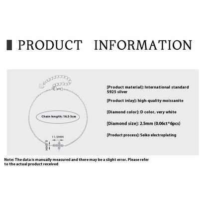 Buy Center Classic Moissanite Bracelet - Elegant 925 Silver Four-Claw Design - Buy Center