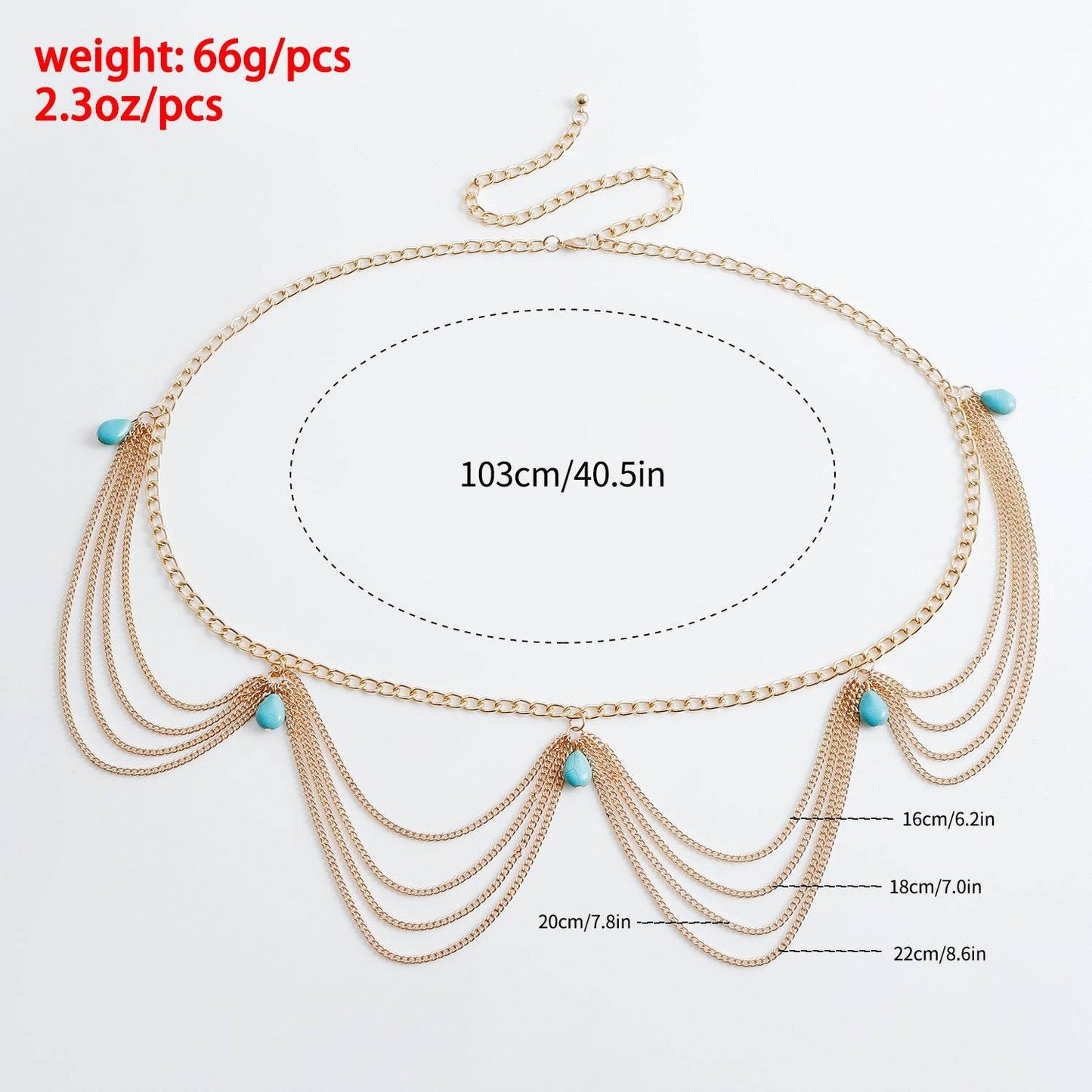 Classic Retro Turquoise Waist Belly Chain - Stylish Summer Body Jewelry - Buy Center