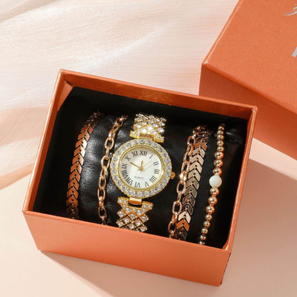 Buycenter Women's 6-Piece Diamond Bracelet Watch Set - Luxurious Gift Box - Buy Center