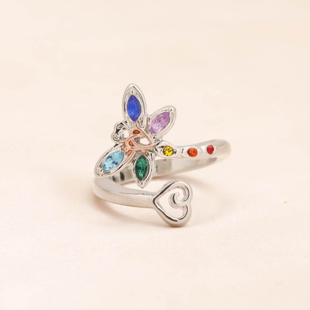 Buy Center Colorful Butterfly Ring - Stylish Zinc Alloy Design for Women - Buy Center