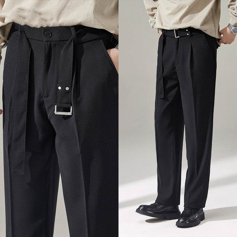 Buycenter Detachable Wide-Leg Suit Pants for Men - Casual Mid Waist Style - Buy Center