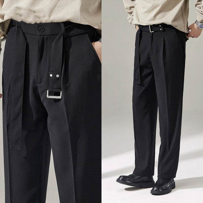 Buycenter Detachable Wide-Leg Suit Pants for Men - Casual Mid Waist Style - Buy Center