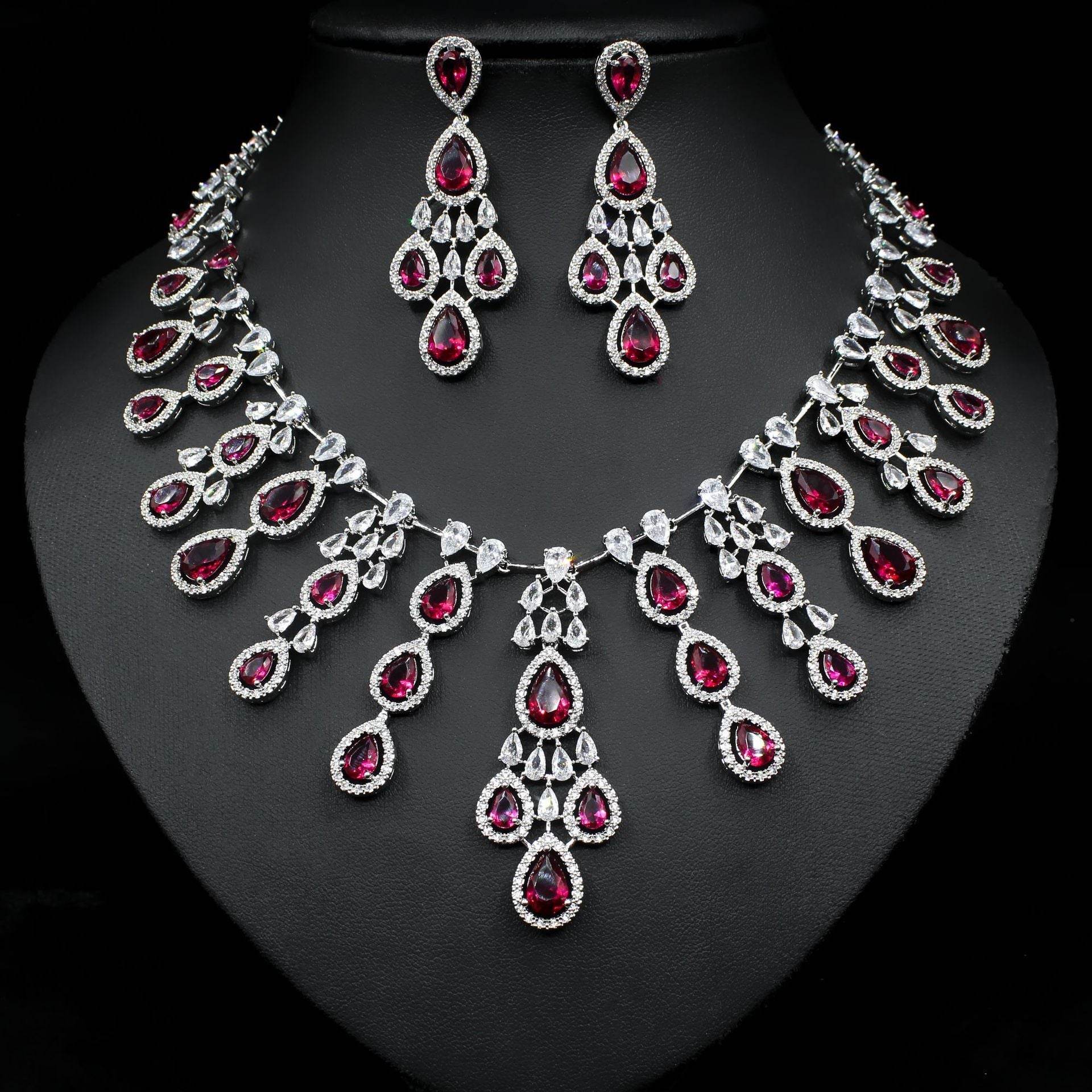 Buy Center Women's Zircon Necklace & Earrings Set - Elegant Water Drop Design - Buy Center