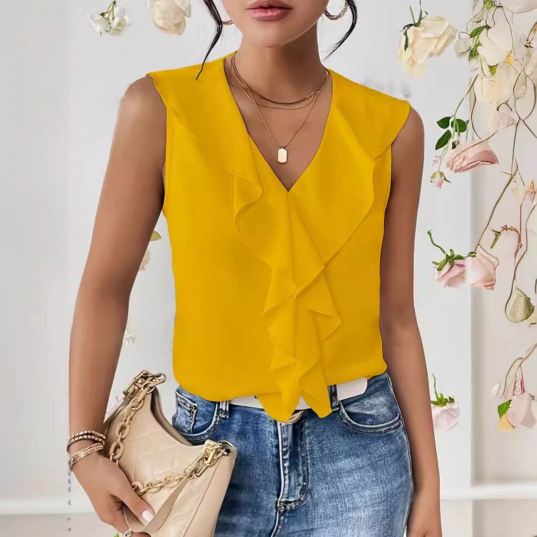 Buycenter Sleeveless Chiffon Shirt - Elegant Ruffles for Every Occasion - Buy Center