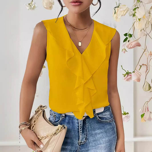 Buycenter Sleeveless Chiffon Shirt - Elegant Ruffles for Every Occasion - Buy Center