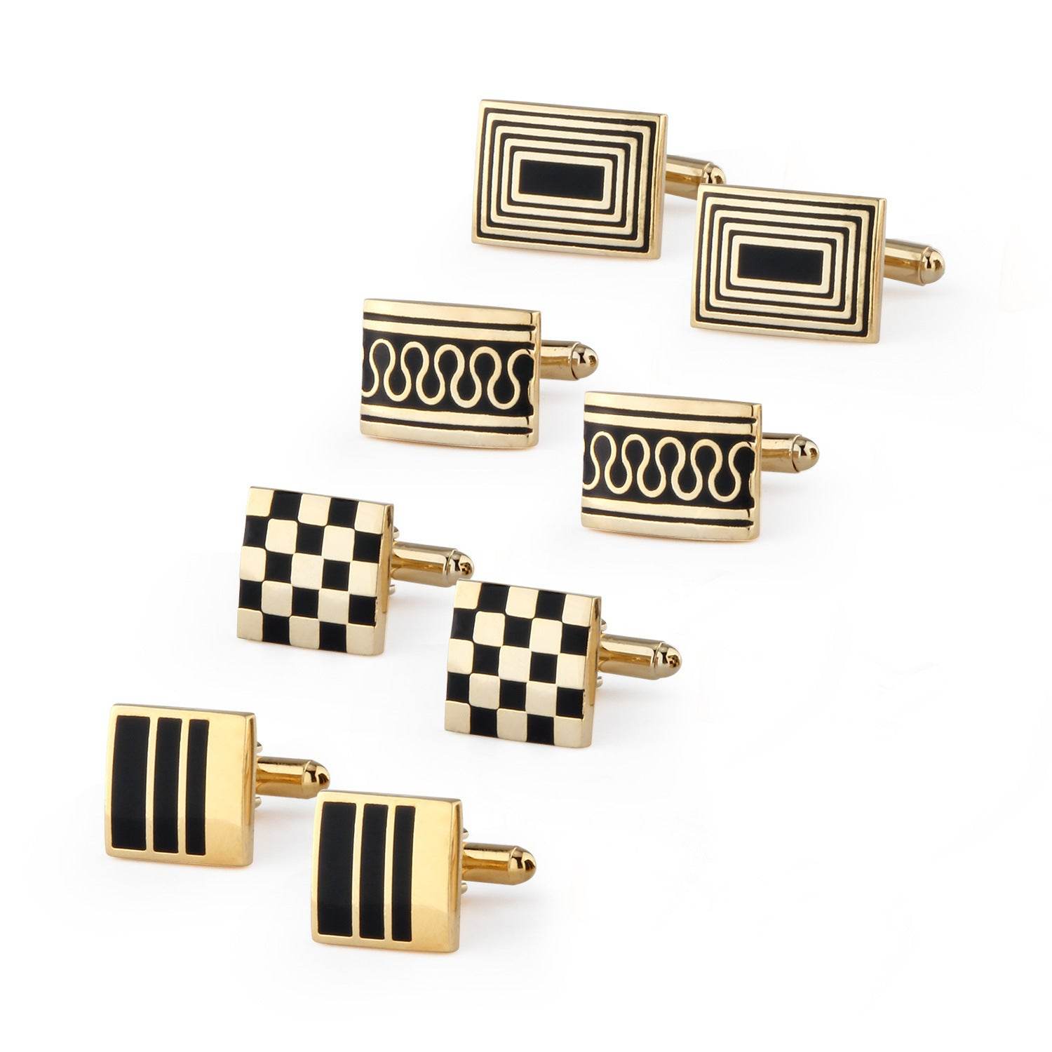 French Fashion Enamel Gold Plated Cufflinks - Stylish Copper Accessory - Buy Center