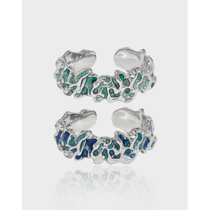 Unique Irregular Texture Silver Ring - Adjustable Ethnic Design for All - Buy Center