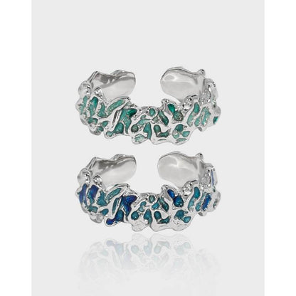 Unique Irregular Texture Silver Ring - Adjustable Ethnic Design for All - Buy Center