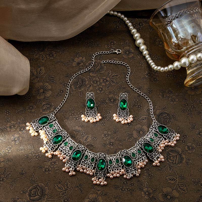 Vintage Emerald Earrings Set - Trendy Tassel Bead Design for 2025 - Buy Center
