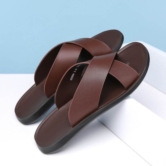 Men's Leather Summer Casual Slippers - Stylish, Durable Comfort Footwear - Buy Center