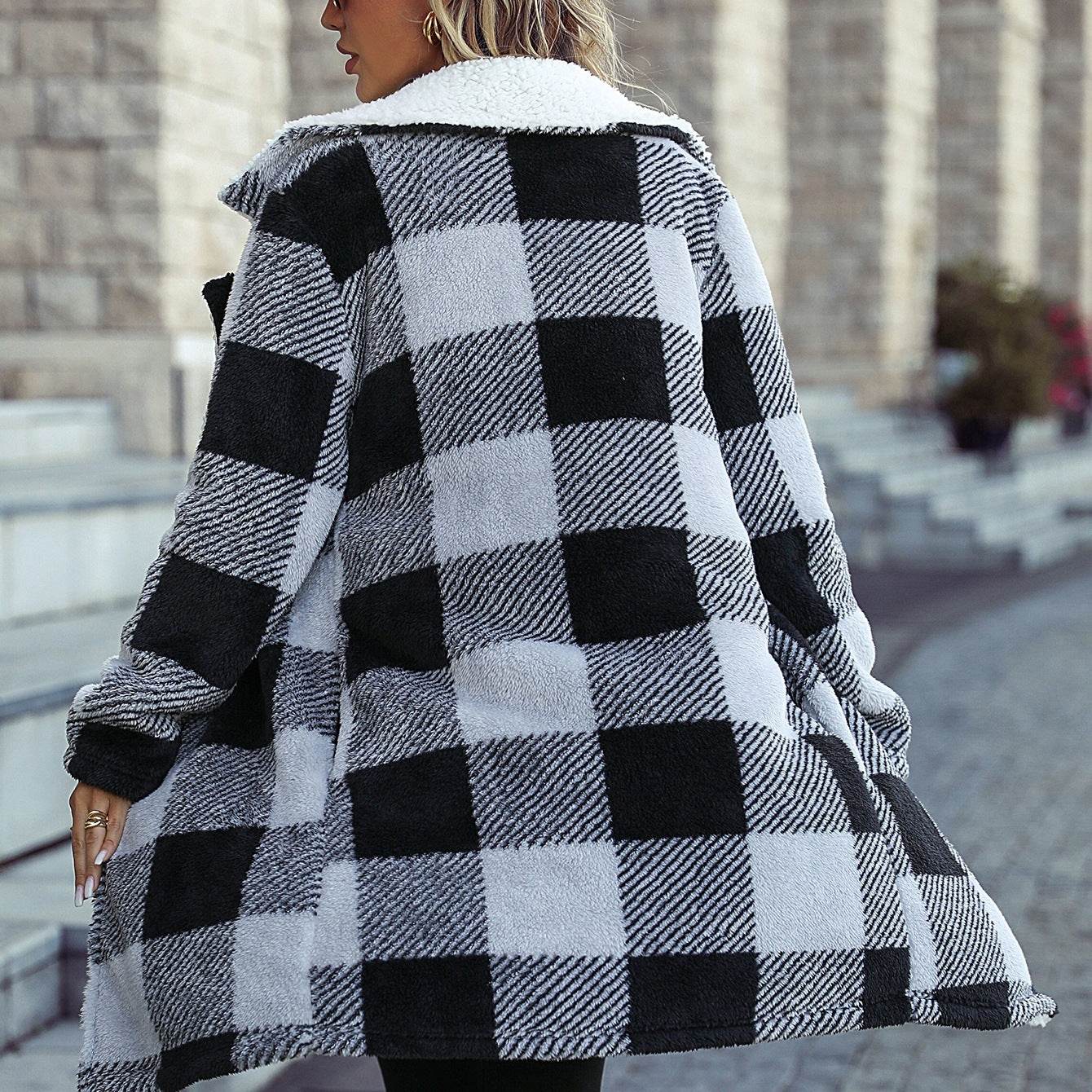 Women's Plaid Loose Cardigan - Double-Sided Fashion Jacket for Fall - Buy Center