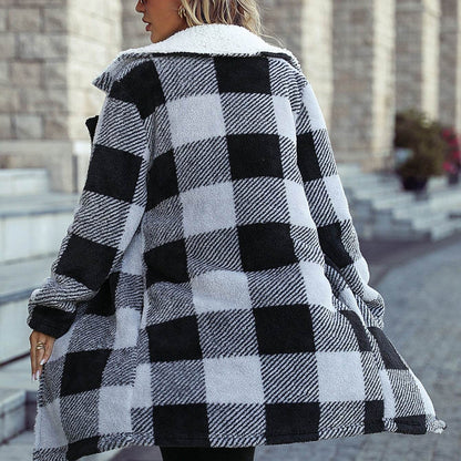 Women's Plaid Loose Cardigan - Double-Sided Fashion Jacket for Fall - Buy Center