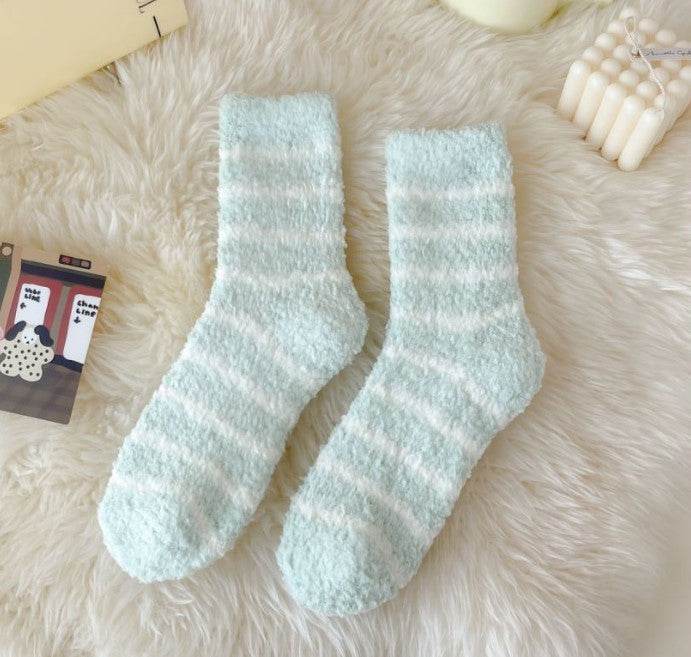 Women's Extra Thick Striped Socks - Breathable Coral Fleece Comfort - Buy Center