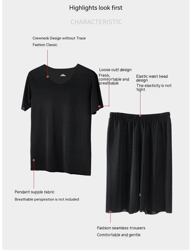 Men's Home Wear Short Sleeve Suit - Stylish, Comfortable Sleep Set - Buy Center