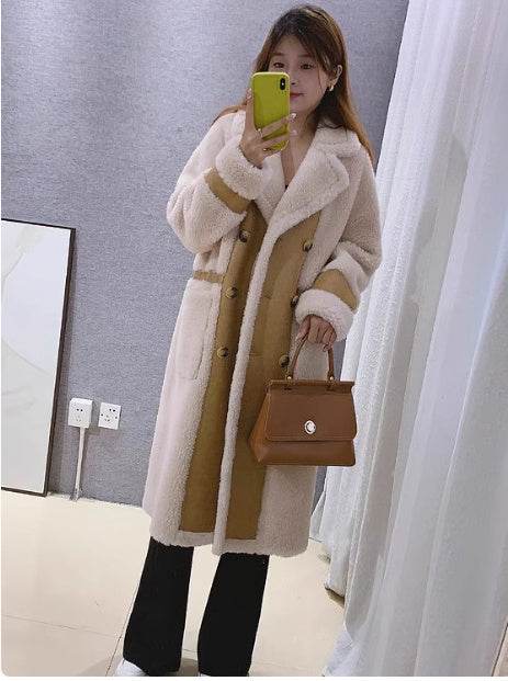 Double Breasted Lamb Fur Coat - Stylish Wool Blend for Commuting 2025 - Buy Center