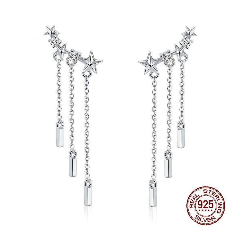 Buy Center Trendy Silver Inlaid Gemstone Earrings - European & American Style - Buy Center