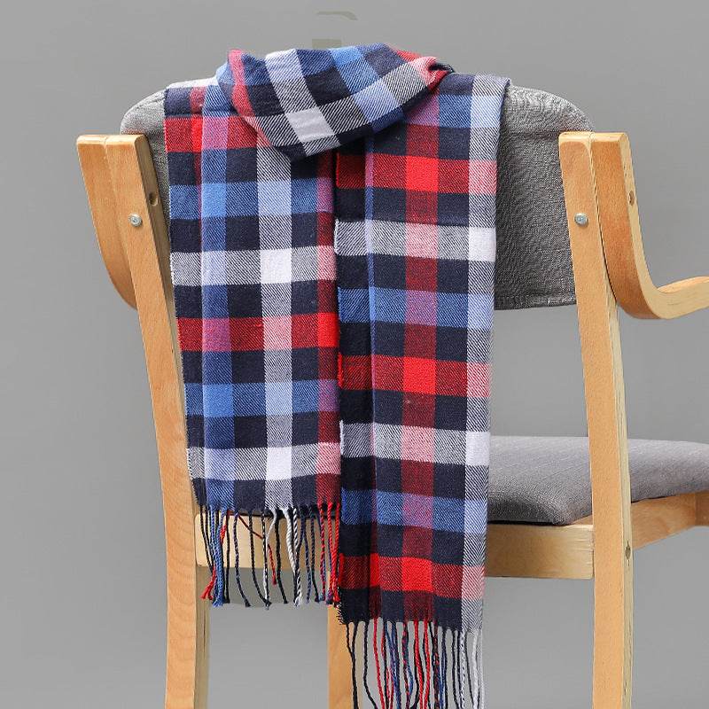 British Plaid Cashmere Scarf - Stylish Tassels, Perfect for Couples & Families - Buy Center