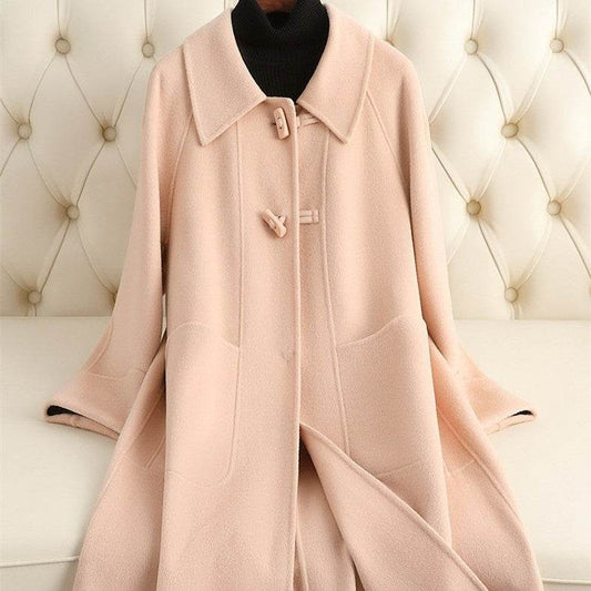 Buycenter Women's Cashmere Coat - Loose Fitting Trench in Soft Colors - Buy Center