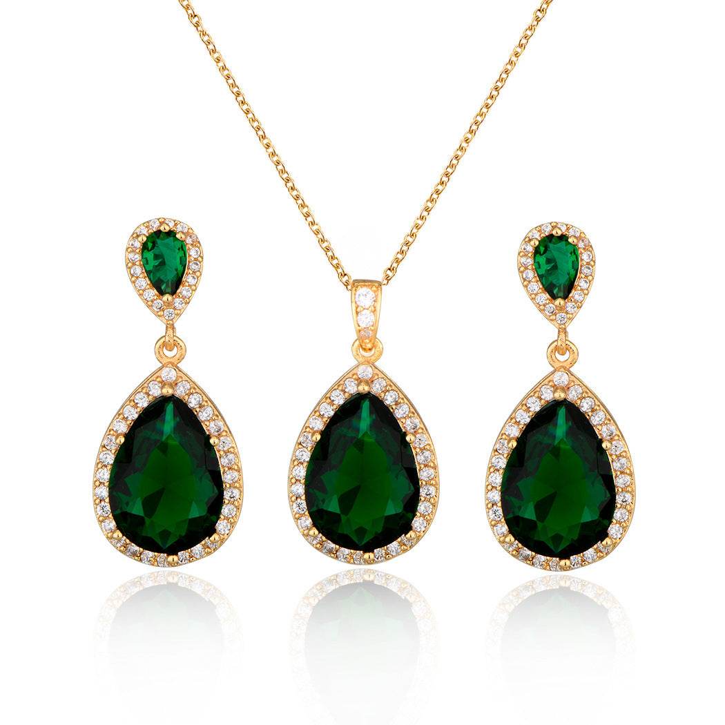 Elegant Zircon Water Drops Necklace & Earring Set - Bridal Jewelry 2025 - Buy Center