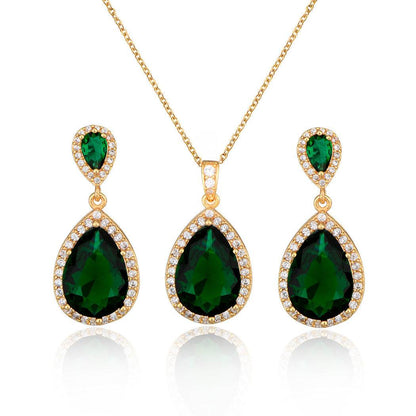 Elegant Zircon Water Drops Necklace & Earring Set - Bridal Jewelry 2025 - Buy Center
