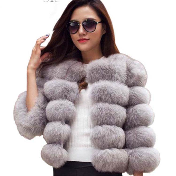 Buycenter Women's Fox Fur Cropped Coat - Slim Fit, Stylish Leisure Wear - Buy Center