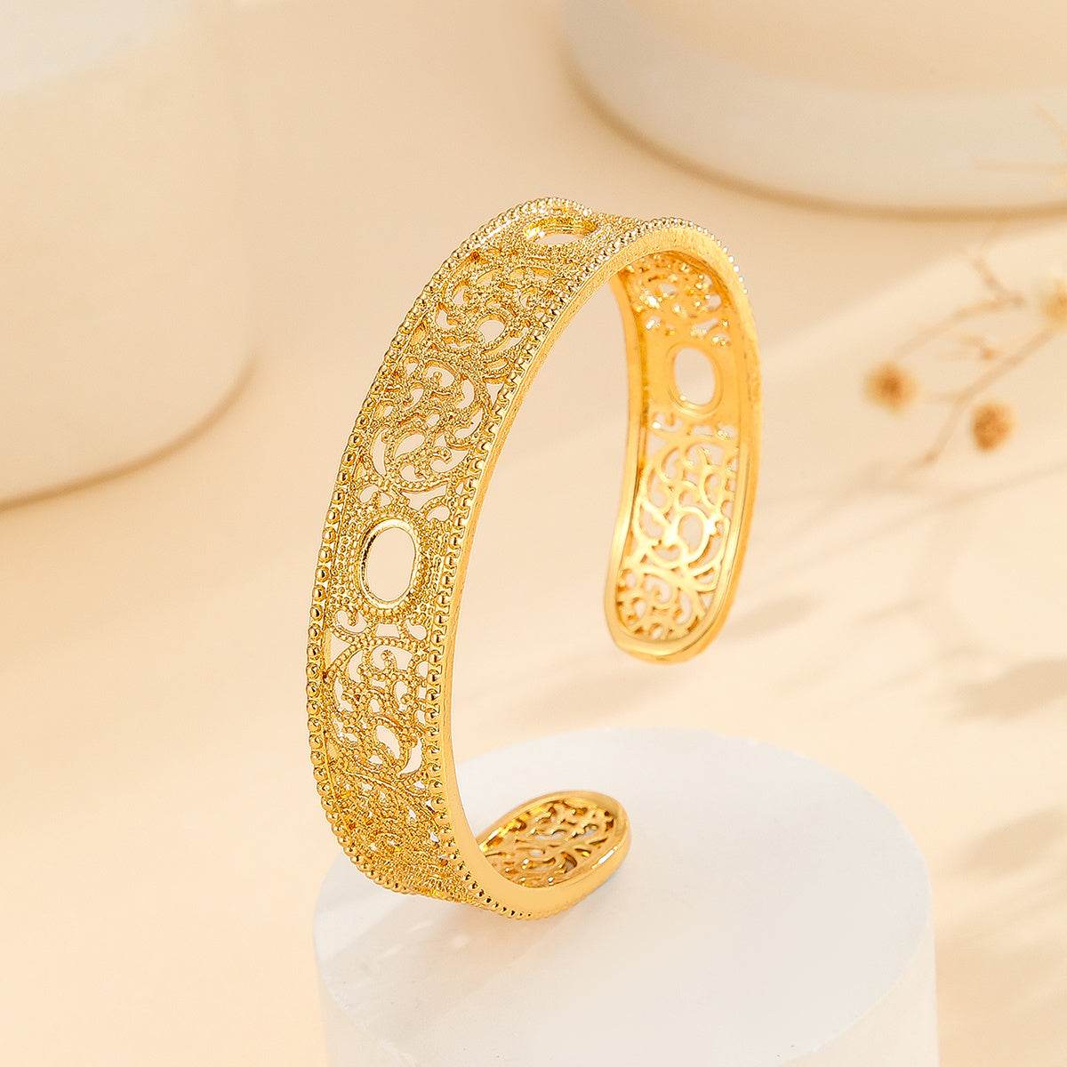Buycenter Luxury Gold Bracelet - Hollow Lace Flower Design Jewelry - Buy Center