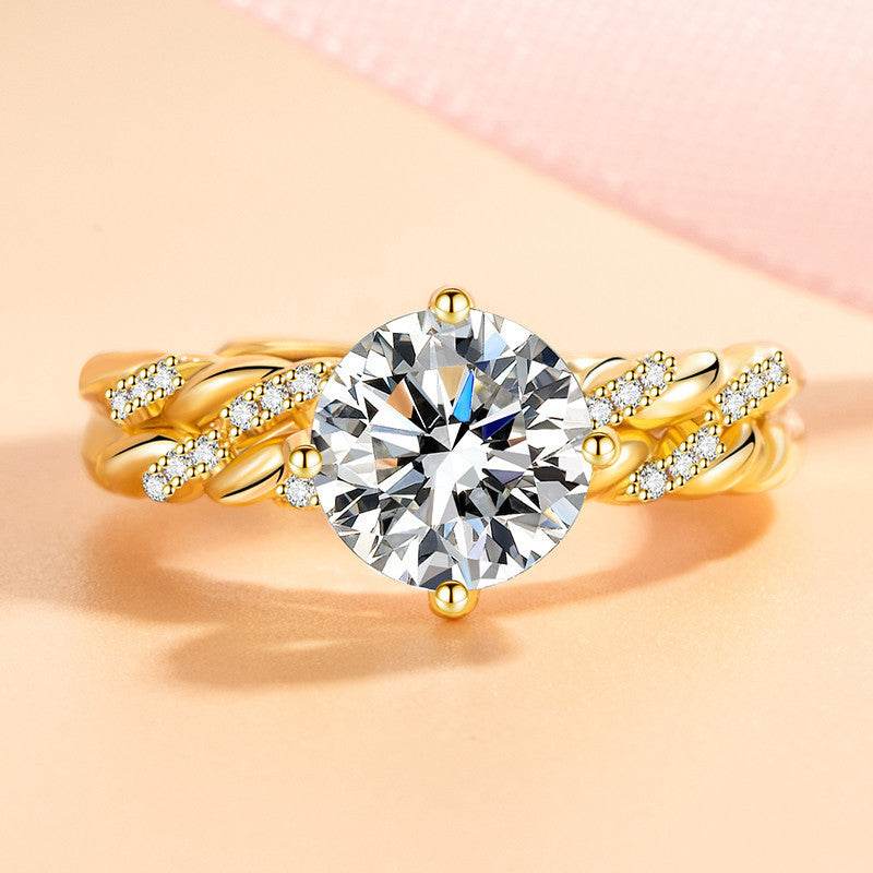 Elegant Gold Crown Zircon Ring - 2 Karat Sparkle for Women - Buy Center