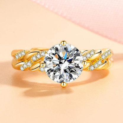 Elegant Gold Crown Zircon Ring - 2 Karat Sparkle for Women - Buy Center