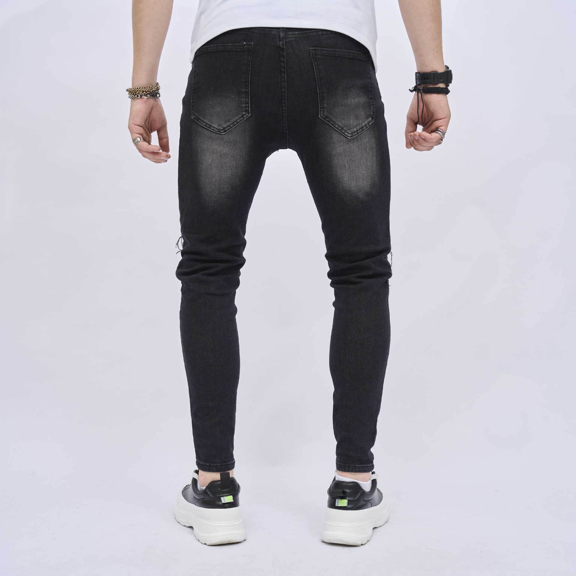 Men's Ripped Slim Stretch Jeans - Casual Denim for Everyday Style - Buy Center