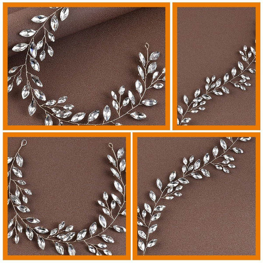 Horse Eye Silver Flexible Chain Headband - Elegant Wedding Hair Jewelry - Buy Center