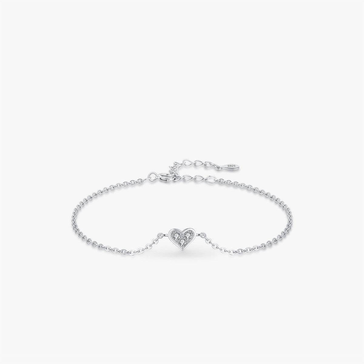 Buy Center Women's Heart-Shaped Bracelet - Elegant Silver with Zircon - Buy Center