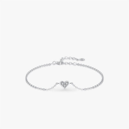 Buy Center Women's Heart-Shaped Bracelet - Elegant Silver with Zircon - Buy Center