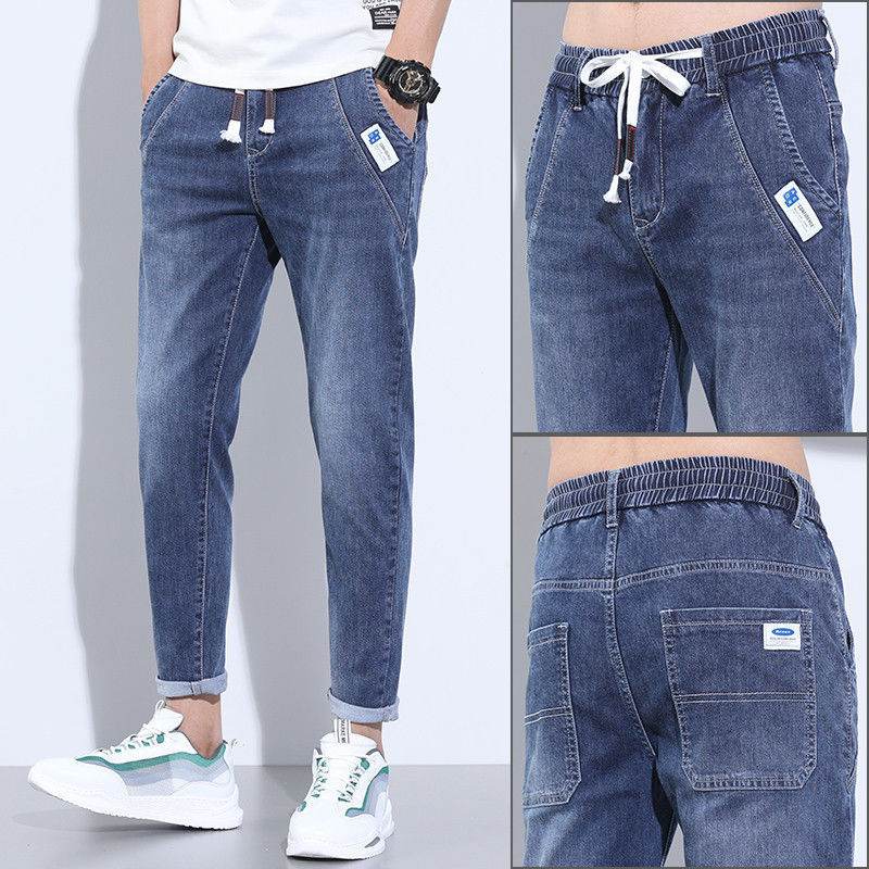 Stretch Denim Casual Men's Trousers - Lightweight & Mid Waist Design - Buy Center