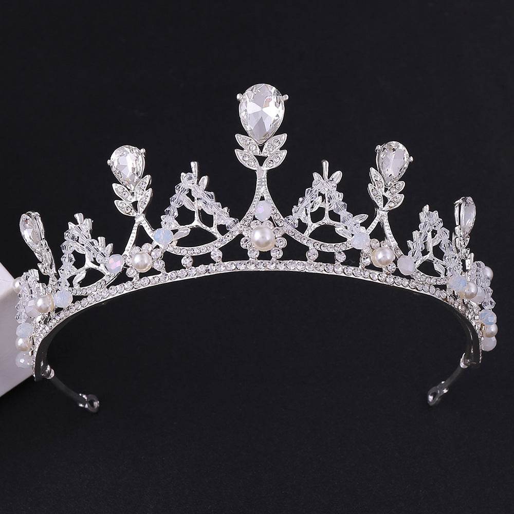 Korean Style Bridal Crown Earring Set - Handmade Wedding Hair Jewelry - Buy Center