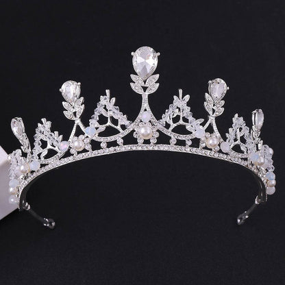 Korean Style Bridal Crown Earring Set - Handmade Wedding Hair Jewelry - Buy Center