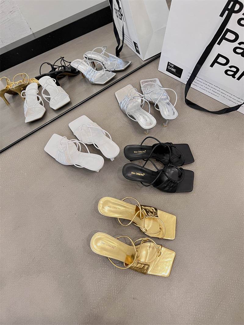 Women's Flip-Toe Stiletto Heel Sandals - Elegant Fashion with Comfort - Buy Center