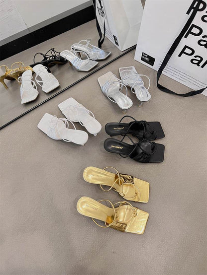 Women's Flip-Toe Stiletto Heel Sandals - Elegant Fashion with Comfort - Buy Center