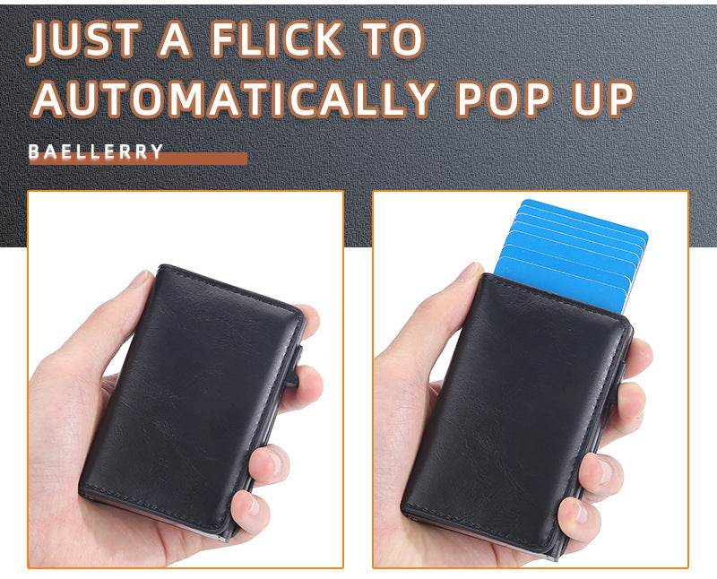 Crazy Horse Leather Card Clamp Wallet - Stylish & Anti-Degaussing for Men - Buy Center