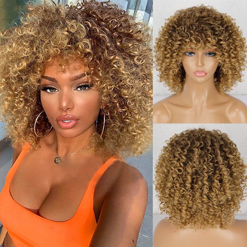 Synthetic Afro Curly Wig for Black Women - High Temp Silk, Stylish Bangs - Buy Center
