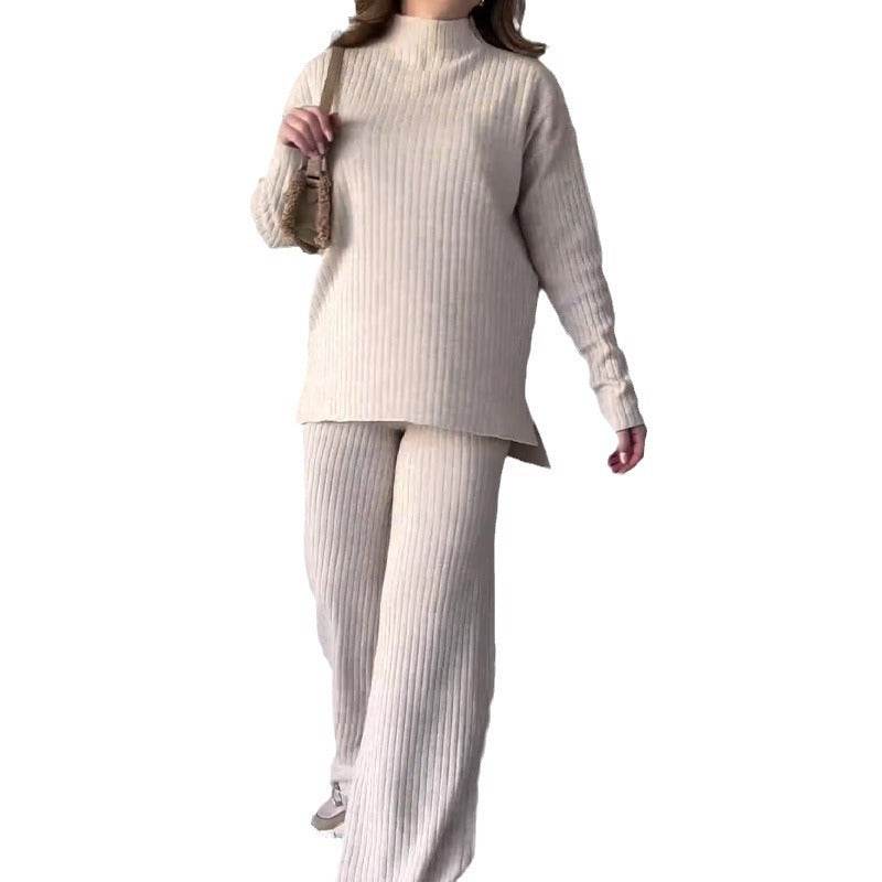 Buycenter Casual Knitwear & Wide Leg Pants Set - Stylish Two-Piece Jumpsuit - Buy Center