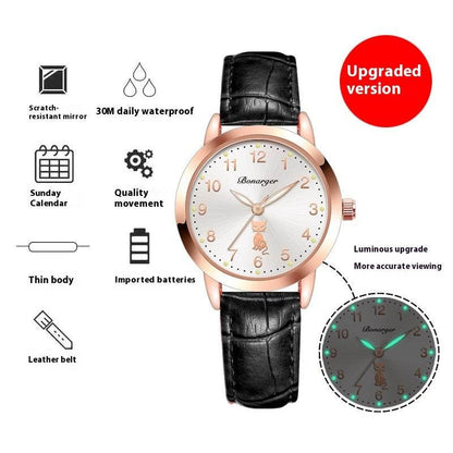 Buycenter Women's Luminous Quartz Watch - Stylish Waterproof Belt Options - Buy Center