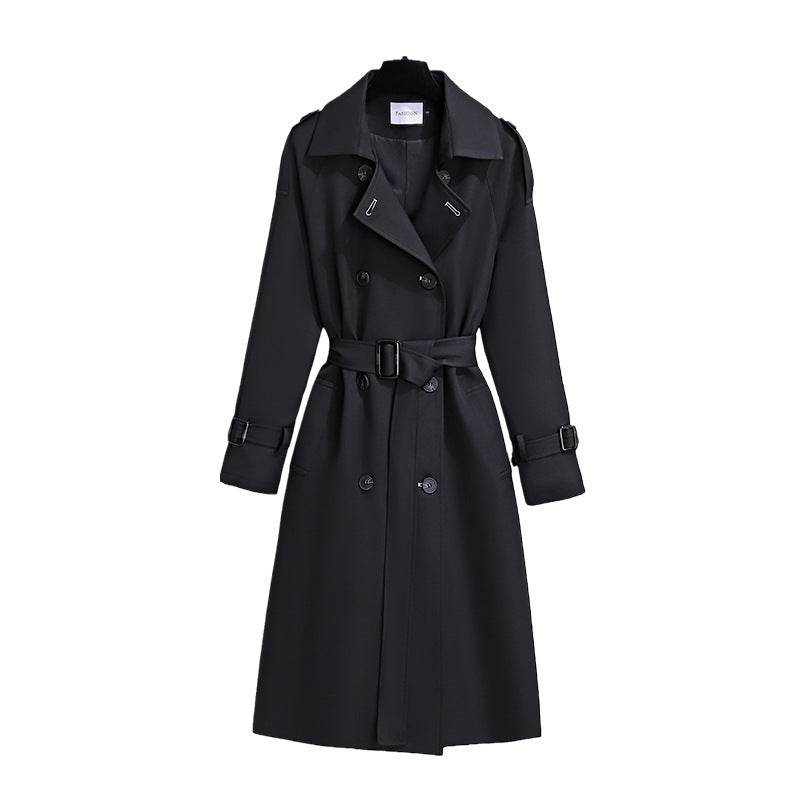Elegant Mid-Length Trench Coat for Women - Khaki & Black Options 2025 - Buy Center
