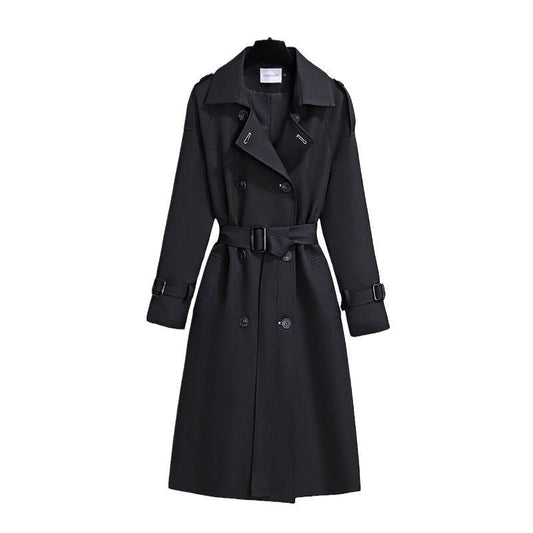 Elegant Mid-Length Trench Coat for Women - Khaki & Black Options 2025 - Buy Center
