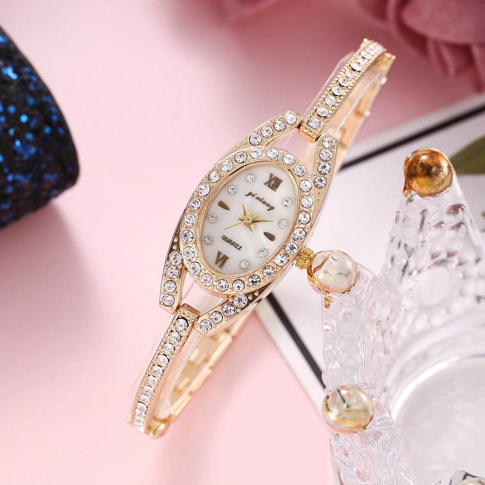Buy Center Female Student Oval Diamond Watch - Rose Gold & Silver Styles - Buy Center