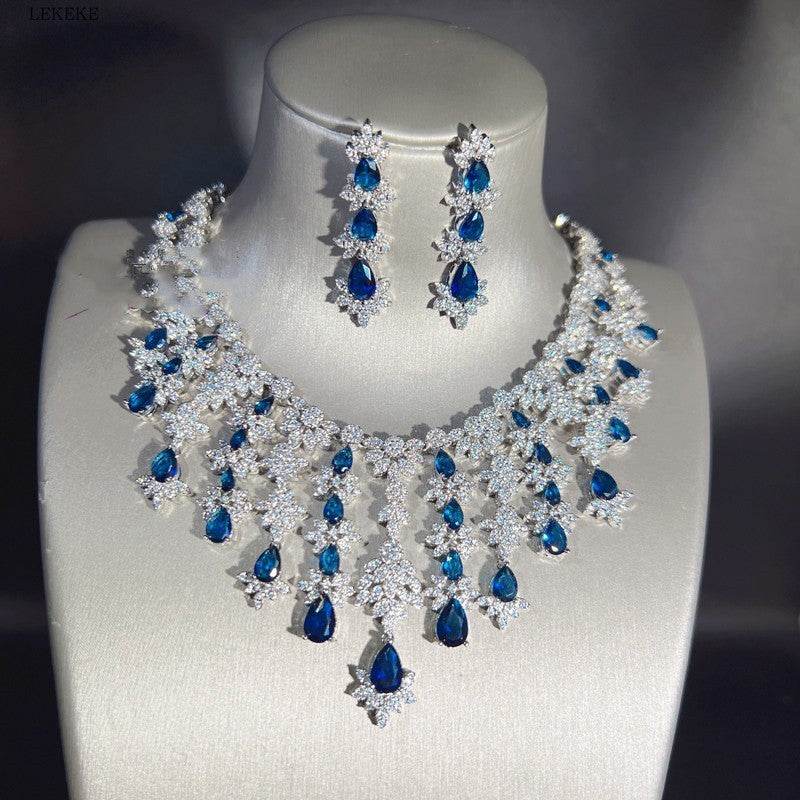 Buy Center Blue Rhinestone Jewelry Set - Necklace, Earrings, Bracelet, Ring - Buy Center