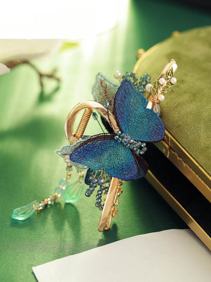 Device Shark Mori Style Butterfly Clip - Palace Blue Wedding Hair Accessory - Buy Center