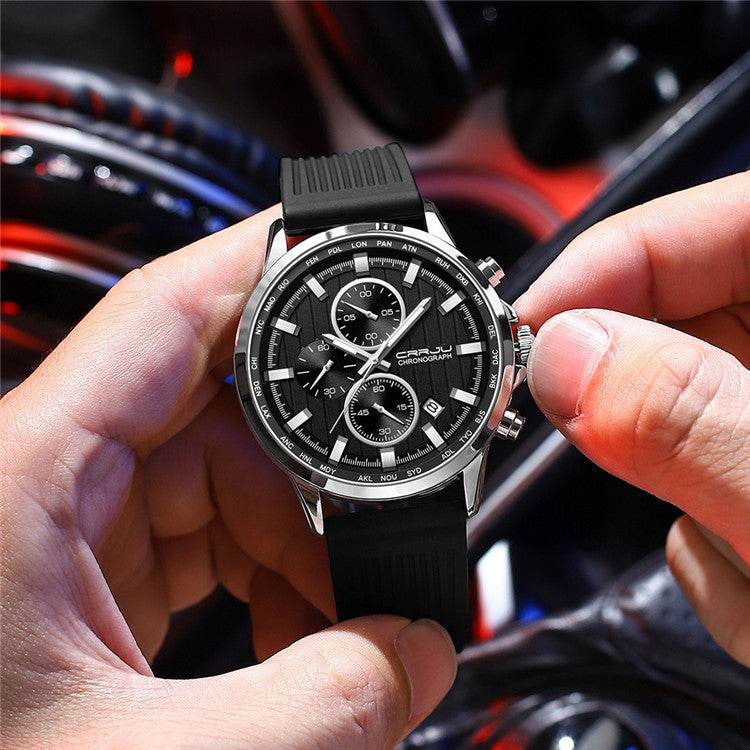 New Men's Silicone Strap Watch - Stylish Six-Pin Steel Case 2025 - Buy Center