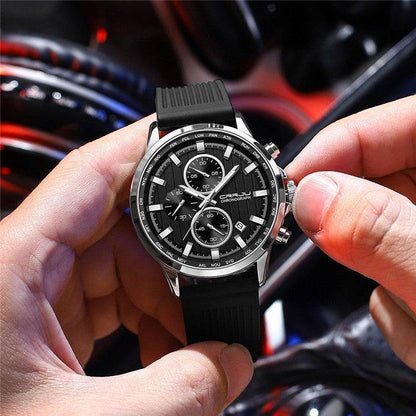 New Men's Silicone Strap Watch - Stylish Six-Pin Steel Case 2025 - Buy Center